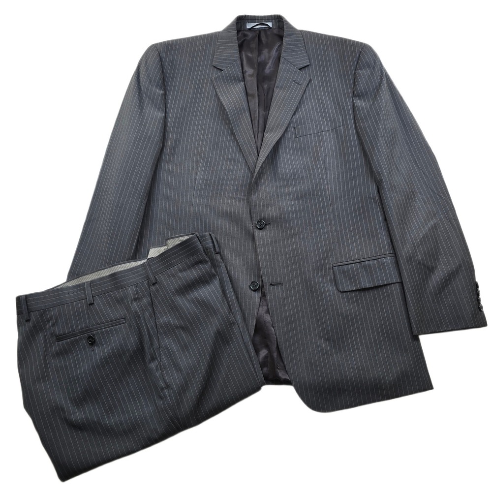 Michael Kors Suit Mens 42R 2 Piece Pants 38x34 Grey Pinstripe Business Work‎